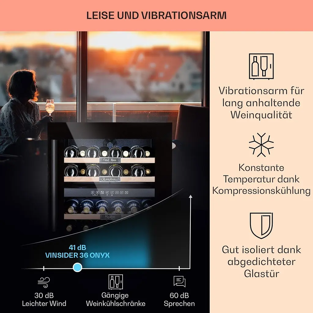 Винный холодильник встроенный Klarstein Vinsider 36 Onyx Edition (10038404) - фото 3