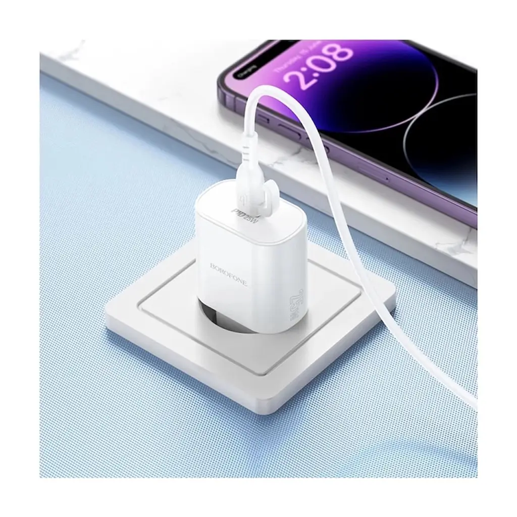 Зарядний пристрій BOROFONE BA82A Platinum USB-C PD25W + cable USB-C to Lightning White (6941991112263) - фото 9
