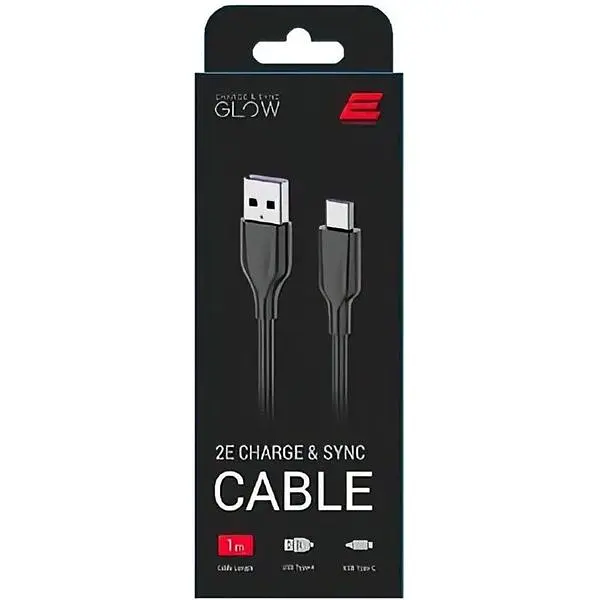 Кабель 2E USB-A - USB-C Glow 1m Black - фото 2