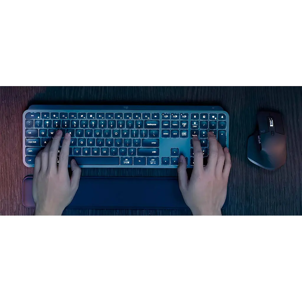 Комплект клавиатура + мышь Logitech MX Keys S Plus Palmrest Wireless UA Graphite [920-011614] [94354] - фото 8