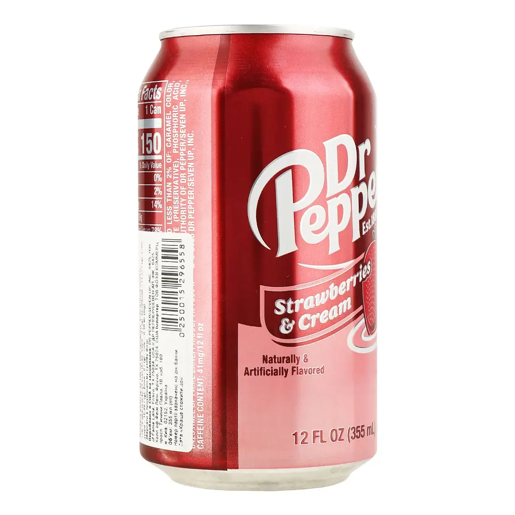 Напій безалкогольний Dr. Pepper Strawberries & Cream сильногазований 0.355 л з/б (932943) - фото 3