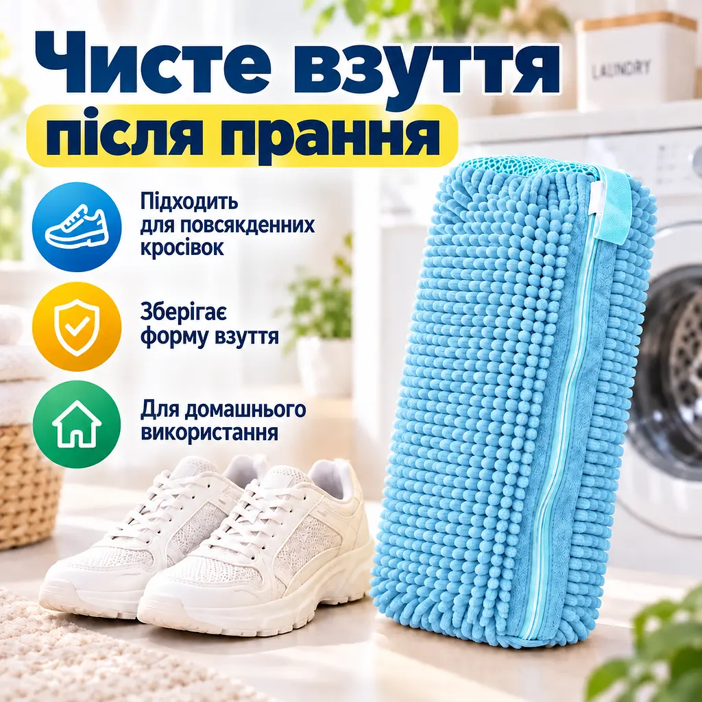 Мішок для прання взуття для пральної машини, багаторазовий, зі щільним мікрофібровим ворсом, 39×19 см KT9003901 - фото 10
