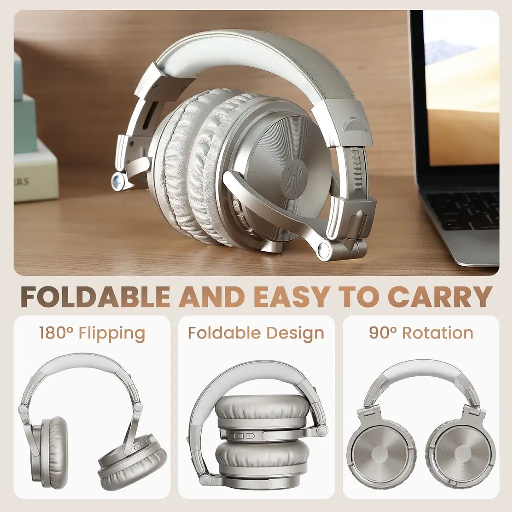 Гарнитура OneOdio Studio Pro C, Bluetooth+3,5мм, Silver - фото 6