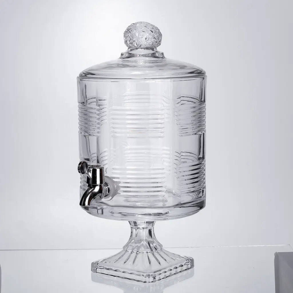 Лимонадница с краном на подставке стеклянная 4.5 л 39 см Прозрачный Yiwu HP-19-2 - фото 7