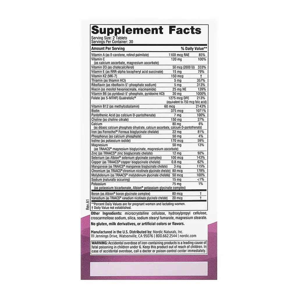 Мультивітаміни Nordic Naturals (Prenatal Multivitamin) - 60 таблеток - фото 2
