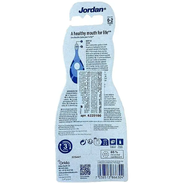 Дитяча зубна щітка Jordan Step1 м'яка 0 - 2 роки помаранчева з жовтим (6220100) - фото 2