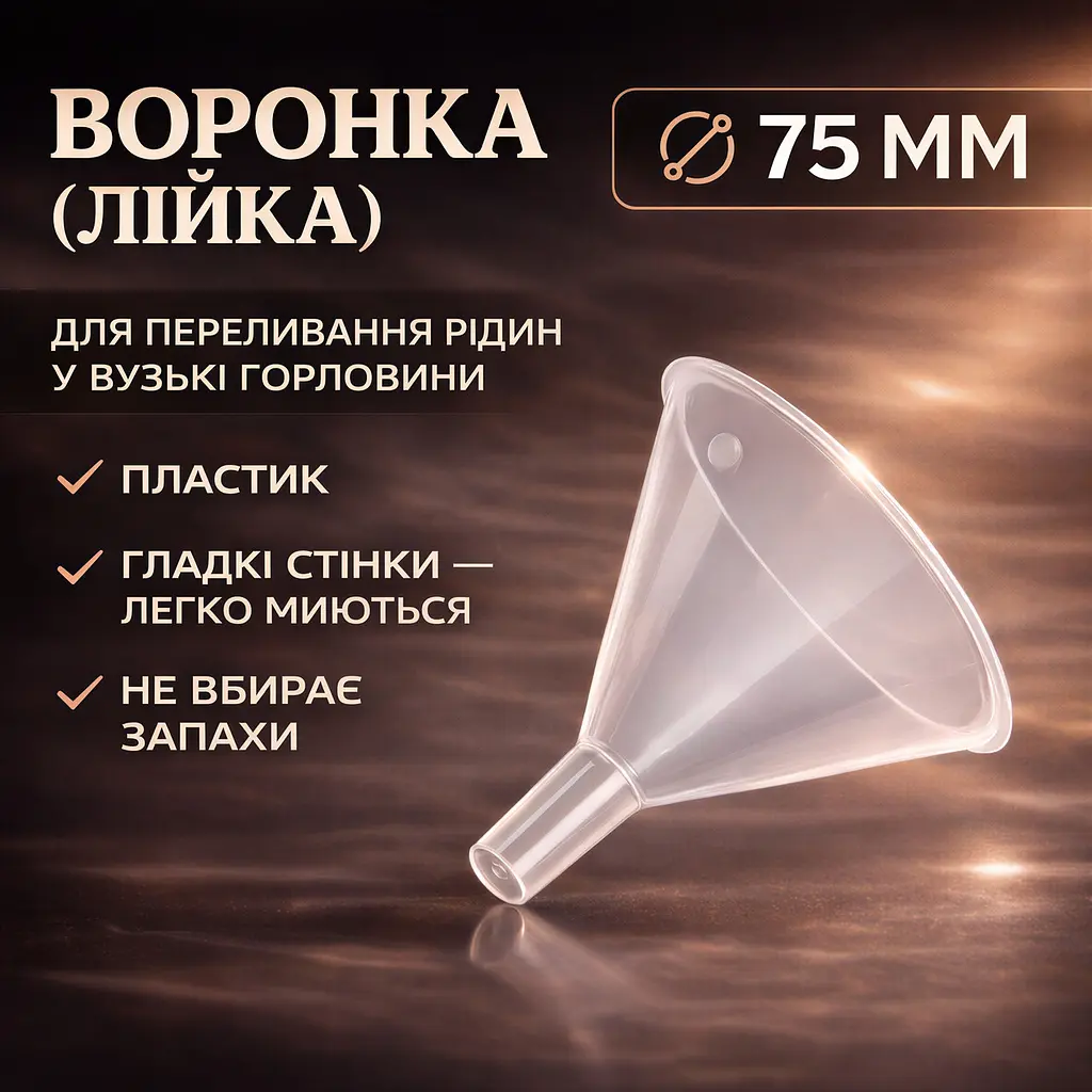 Воронка (лійка) пластикова кругла, діаметр 75 мм - фото 2