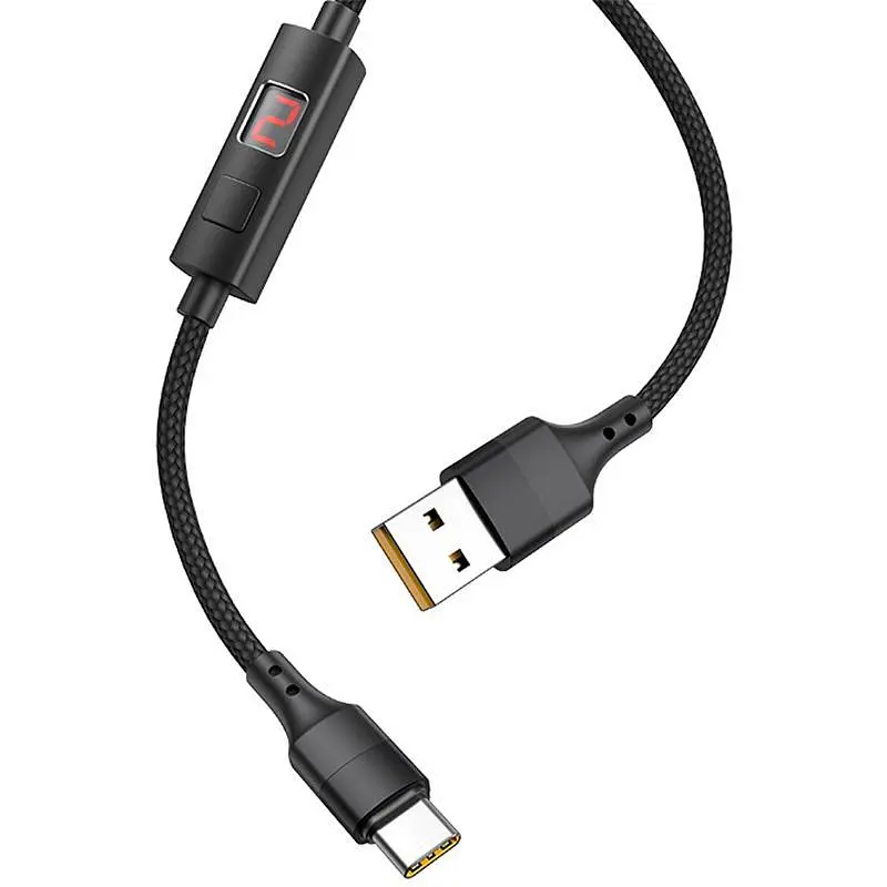 USB Cable Hoco S13 Central control Type-C Black 1m (with display timer) - фото 2