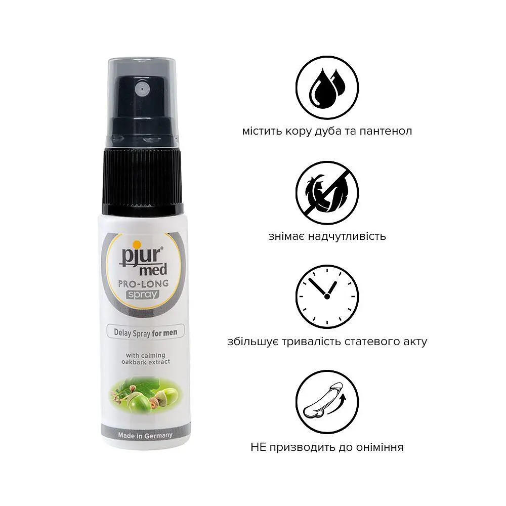 Пролонгирующий спрей pjur Med Prolong Spray 20 мл с экстрактом дубовой коры и пантенолом - фото 2