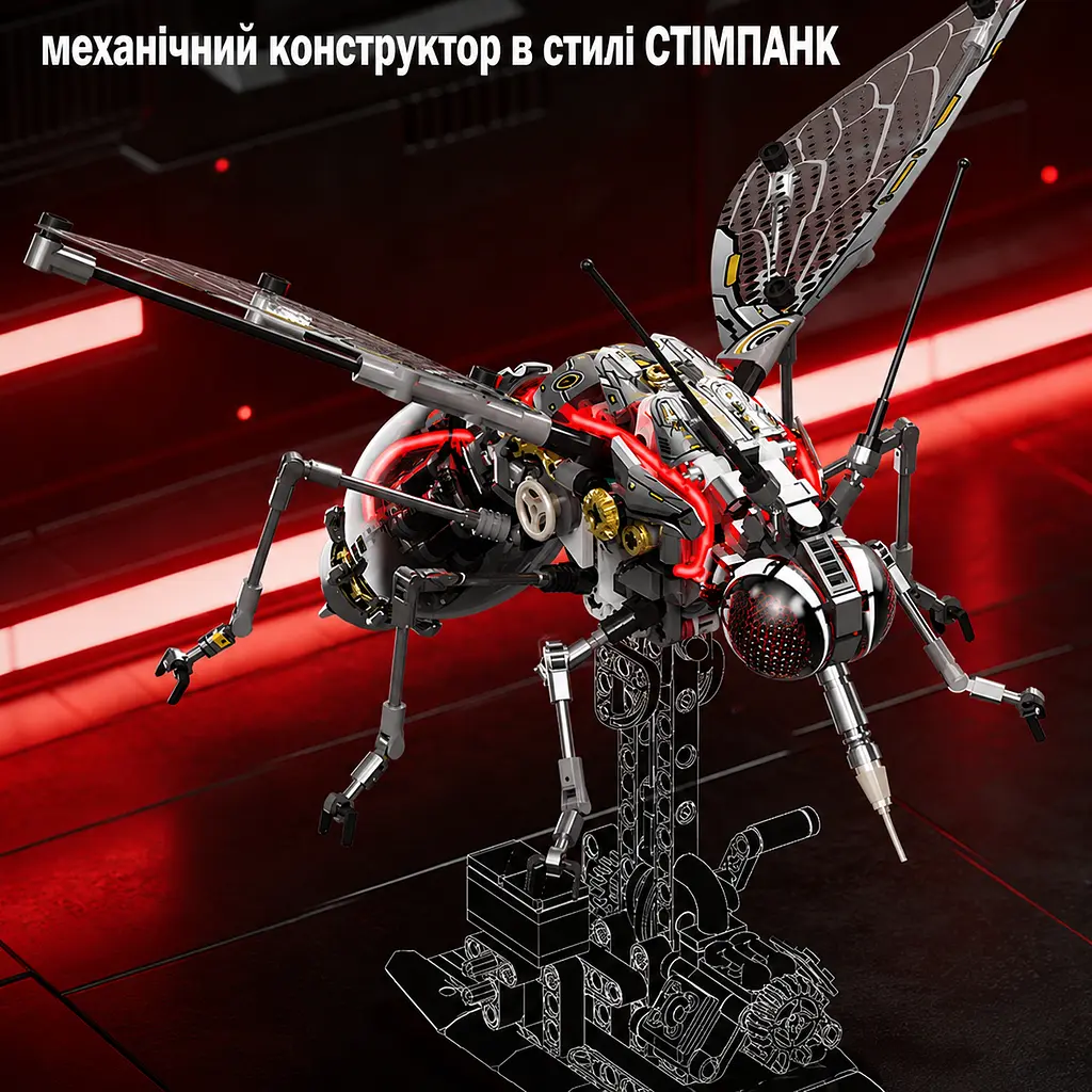 Конструктор Комар-Москіт у стилі Steampunk механічна модель комахи з рухомими елементами, 747 деталей - фото 2