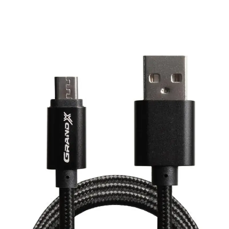 Дата кабель USB 2.0 AM to Micro 5P 1.0m Black/Black Grand-X (FM01BB) - фото 2