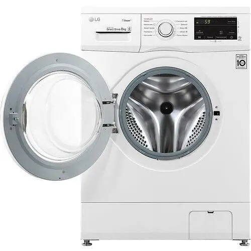 Стиральная машина LG с фронтальной загрузкой F4J3TS0W, 8кг, 1400, A+++, Пар, глубина 55см, Дисплей, Инвертор, Белый (F4J3TS0W) - фото 2