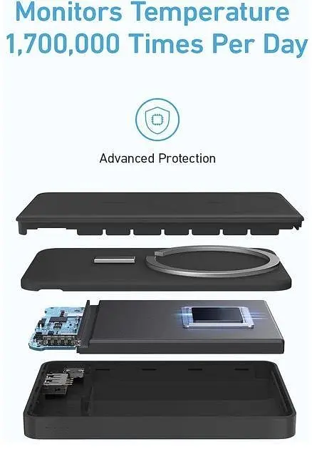 Повербанк Anker 334 MagGo 10000 mAh 20 W з бездротовою, магнітною зарядкою Magsafe для iPhone чорний - фото 6