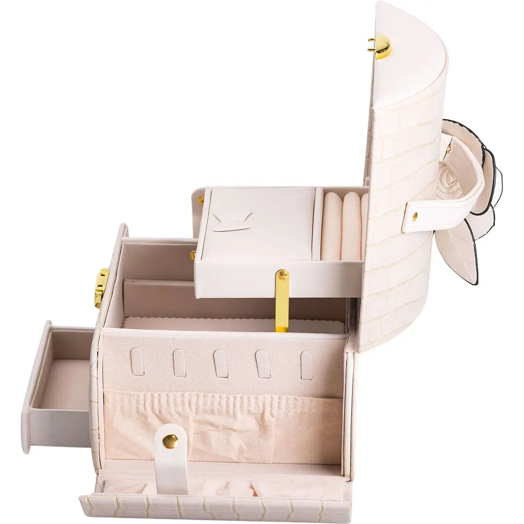 Кейс-органайзер Yiwu для украшений с защелкой 24x17x18 см бежевый HP-5-21BE - фото 9