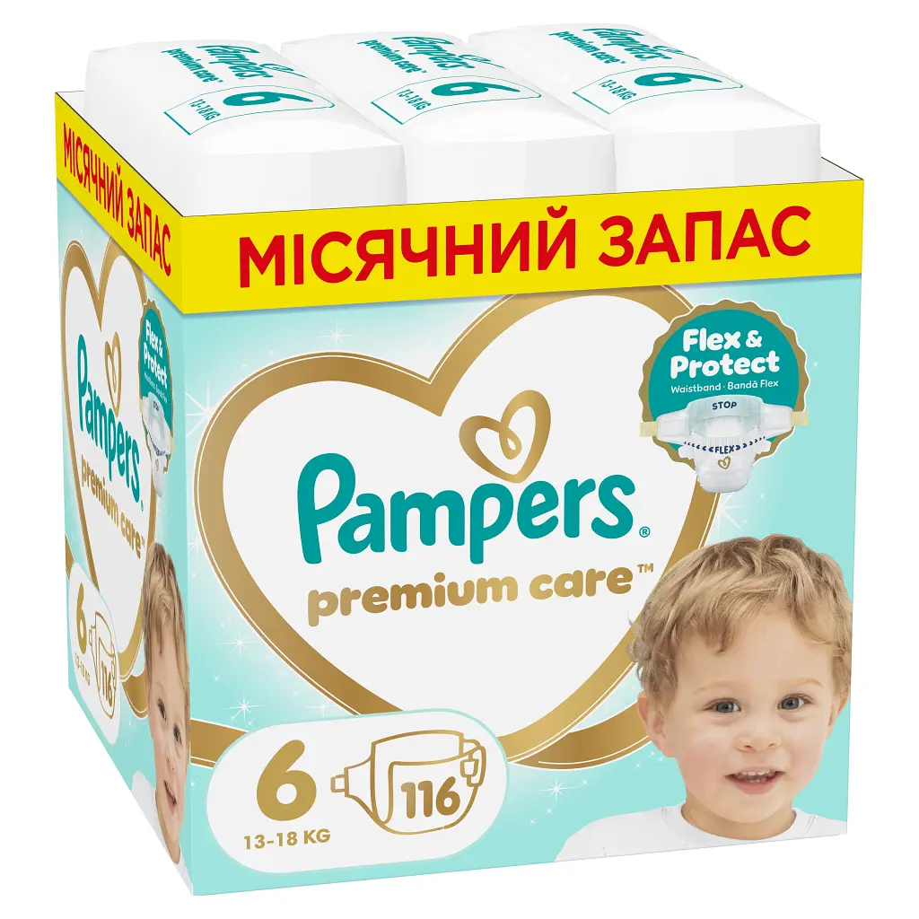 Підгузки Pampers Premium Care Розмір 6 (13-18 кг) 116 шт (8006530223744)