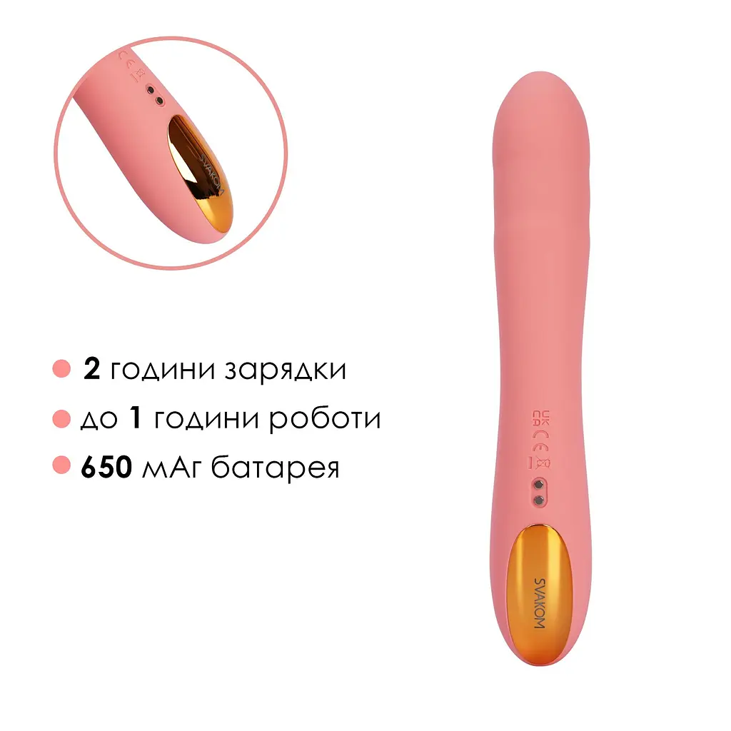 Смарт-вібратор з пульсацією Svakom Ava Neo Peach Pink, 15 режимів роботи, водонепроникний - фото 7