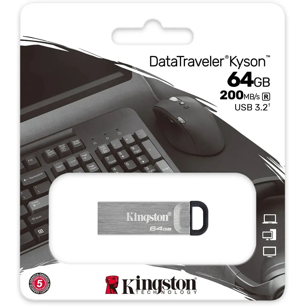 USB Flash накопичувач Kingston 64GB DataTraveler Kyson USB 3.2 silver/black (DTKN/64GB) - фото 3