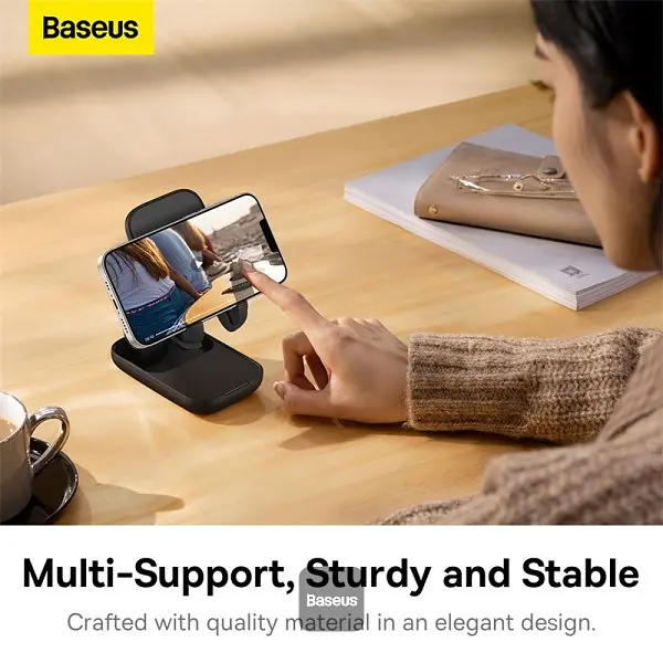 Подставка для гаджетов Baseus Seashell Series Folding Phone Stand B10551500111-00 Black - фото 6