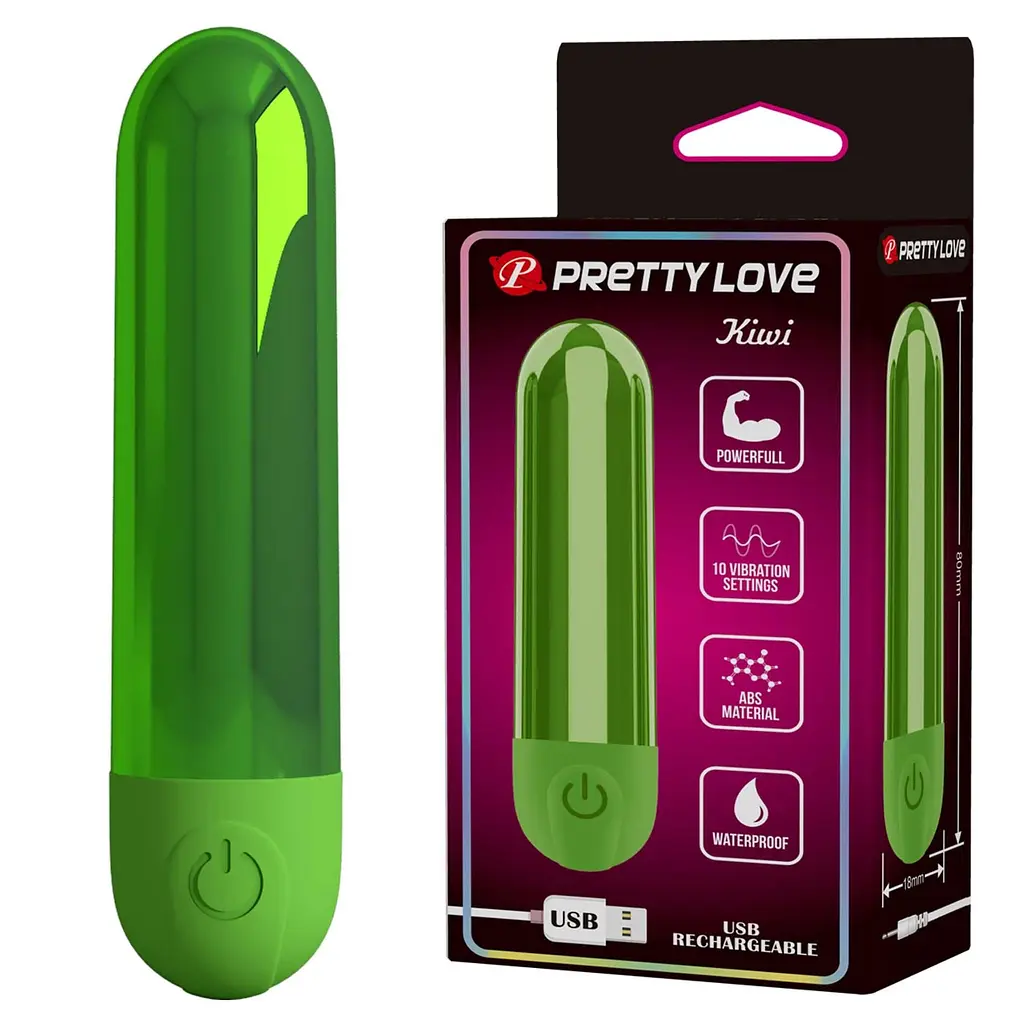 Міні-вібратор Pretty Love Kiwi Powerfull, 8 см (зелений)