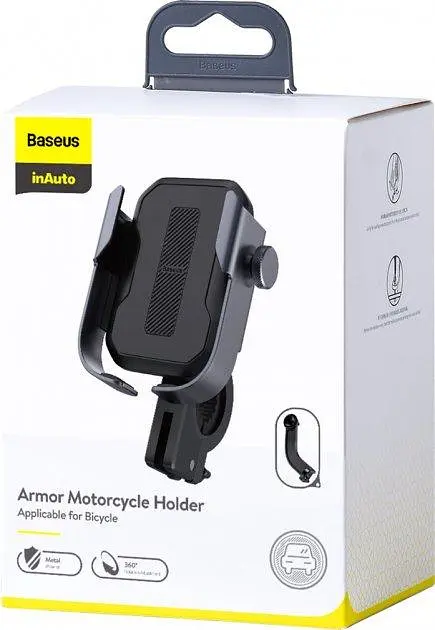 Мото-велотримач для смартфона Baseus Armor Motorcle holder SUKJA-01 Black - фото 4