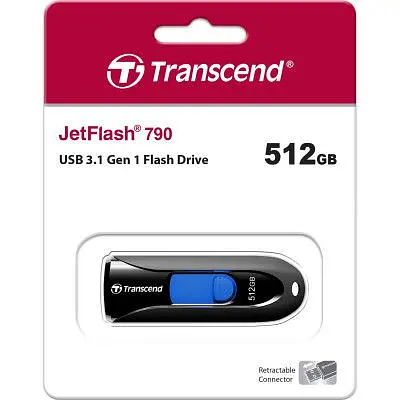 USB флеш накопитель Transcend 512GB JetFlash 790 Black USB 3.1 (TS512GJF790K) - фото 4