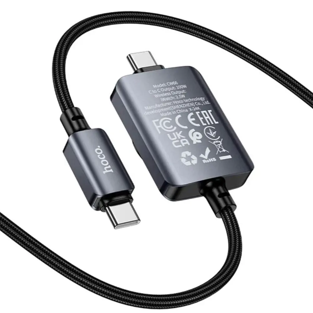 БЗП Hoco CW66 PD100W+iWatch 2-in-1 charging cable Black - фото 3