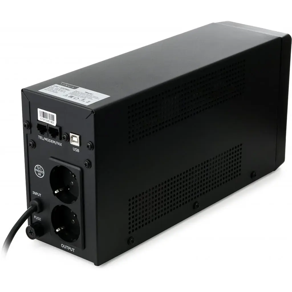 Пристрій безперебійного живлення Vinga LCD 600VA metal case with USB (VPC-600MU) - фото 6
