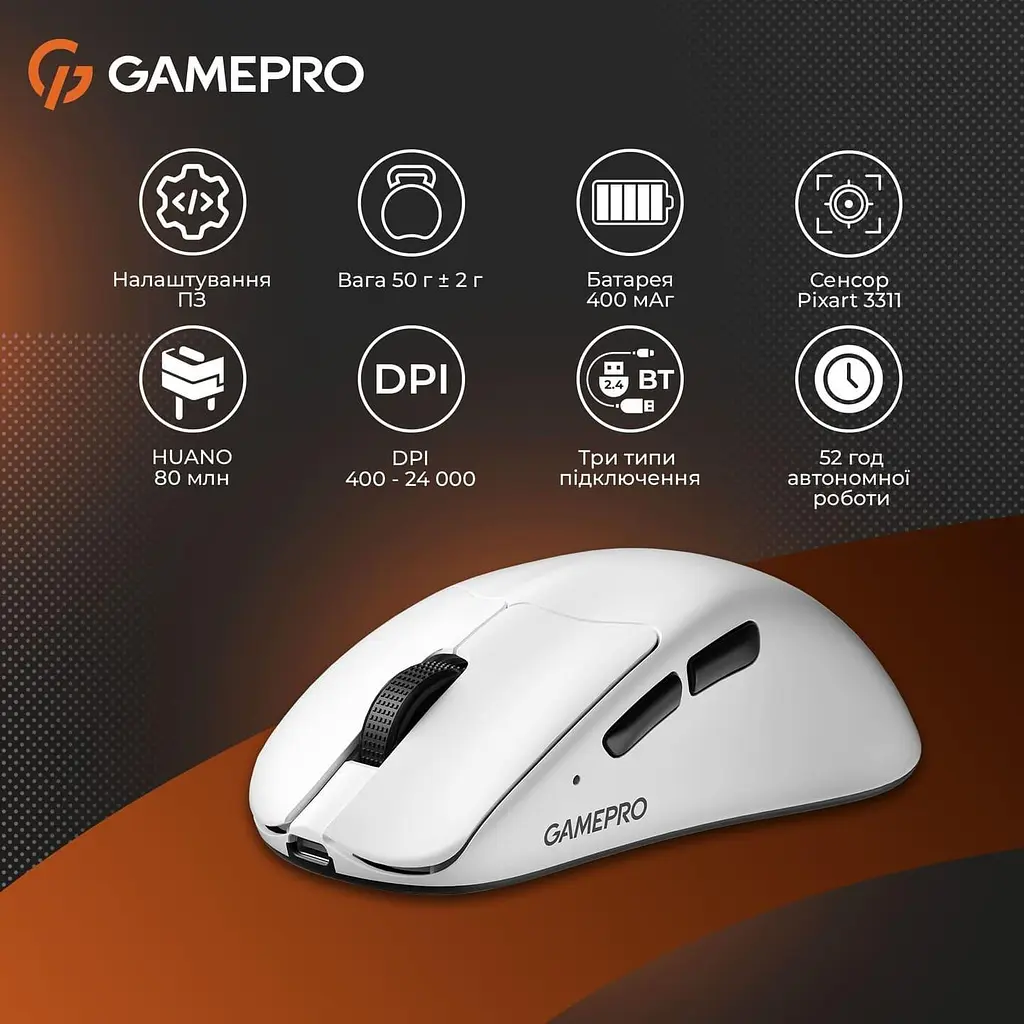 Миша GamePro Genesis Avenger White (GM096W) - фото 10
