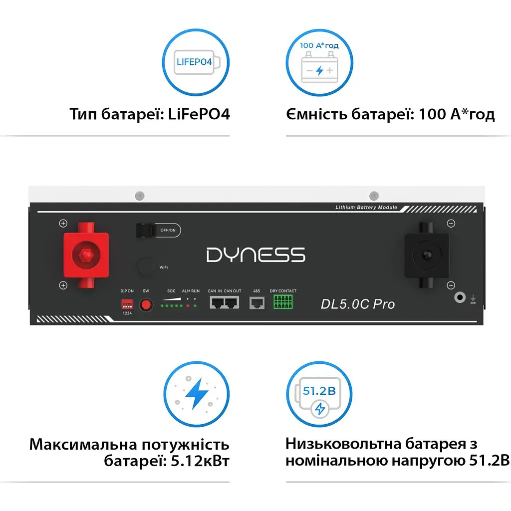 Акумулятор Dyness LiFePO4 48V (48V/100Ah/5120Wh) (DL5.0C Pro) [153565] - фото 3