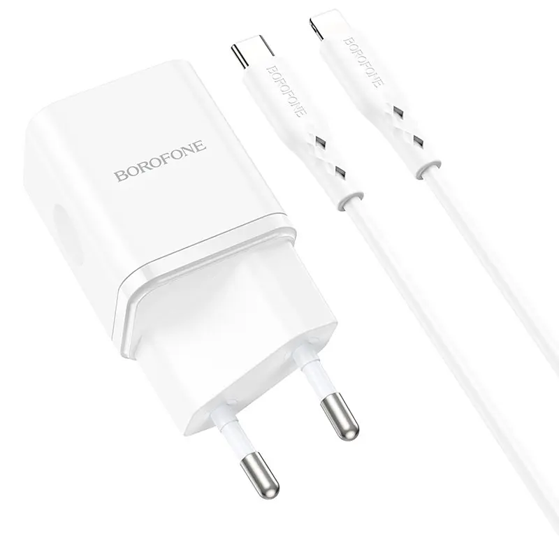 МЗП Borofone BN7 PD20W+QC3.0 (1USB-A/1C) + кабель Type-C to Lightning White - фото 4