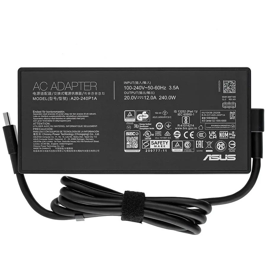 Блок живлення для ноутбука ASUS 20V 12A 240W Rectangle Conn чорний RECTANGULAR - фото 2