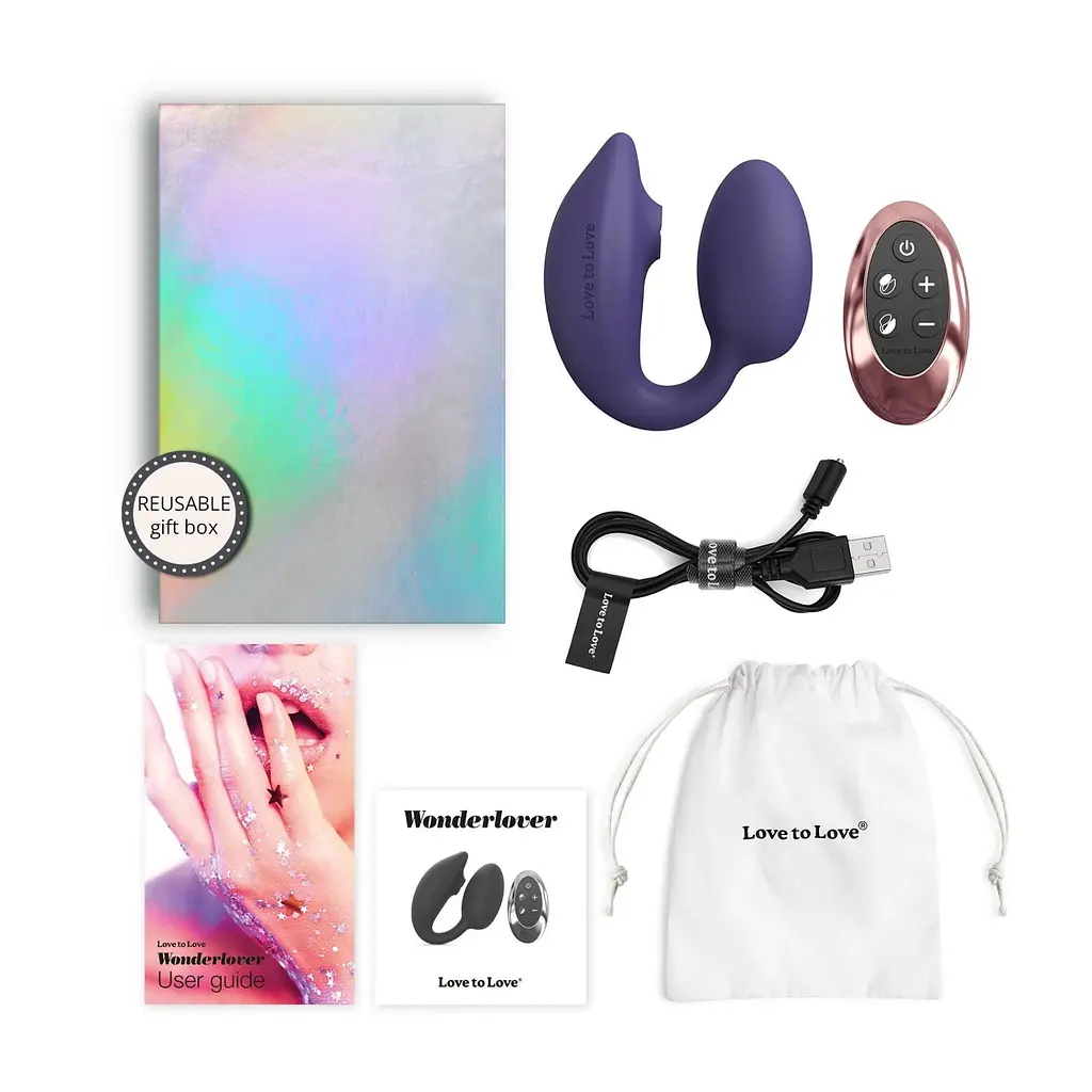 Вакуумний стимулятор клітора з вібрацією Love To Love Wonderlover фіолетовий - фото 4