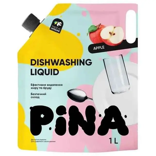 Засіб для миття посуду PINA 1л Apple (дой-пак)