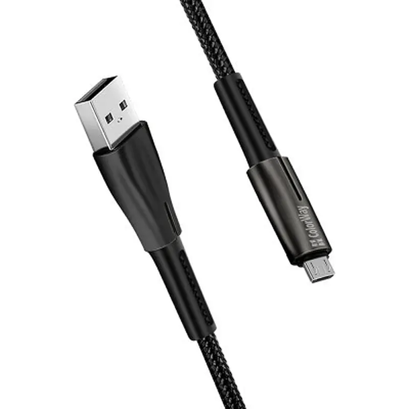 Дата кабель USB 2.0 AM to Micro 5P 1.0m zinc alloy + led black ColorWay (CW-CBUM035-BK) - фото 6