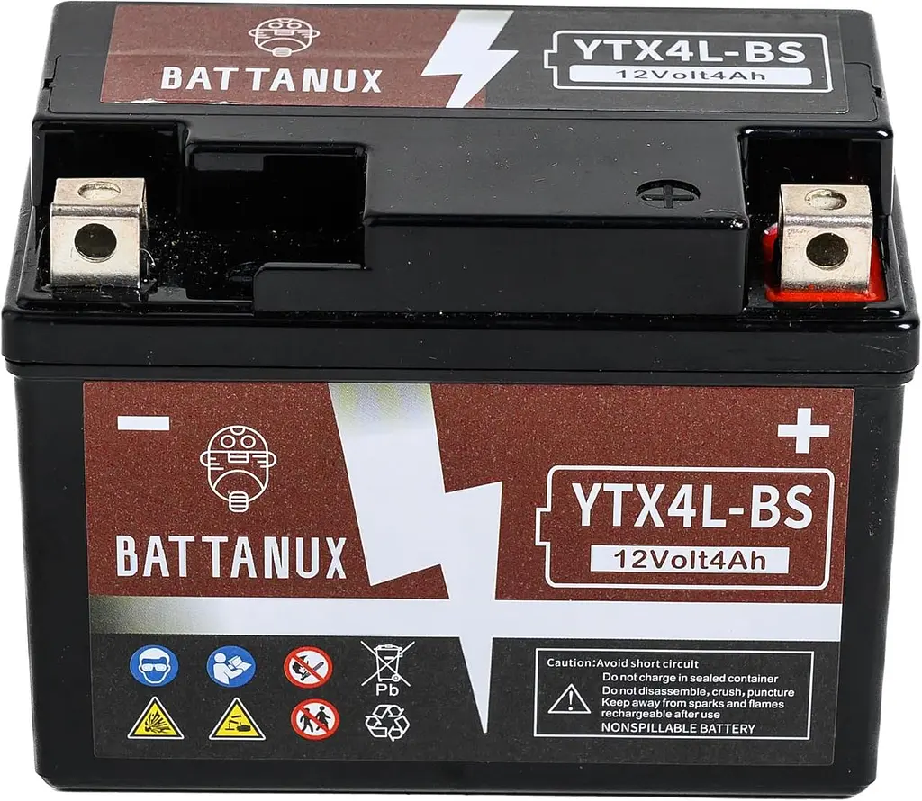 Мотоциклетный аккумулятор герметичный Battanux YTX4L-BS SLA/AGM 12V 4Ah ATV/UTV/Snowmoble/Motor - фото 3