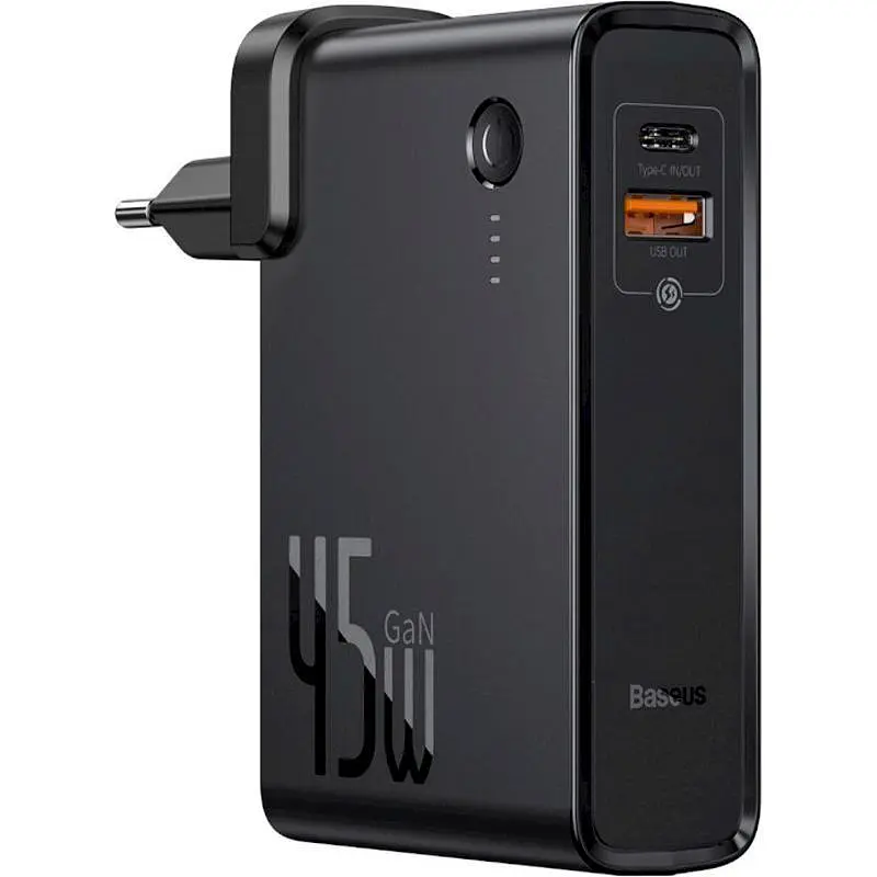 Сетевое зарядное устройство Baseus Power Station 1USB 2 in 1 QC 3A + Cable Type-C with Power Bank 10000mAh PPNLD-C01 Black - фото 3