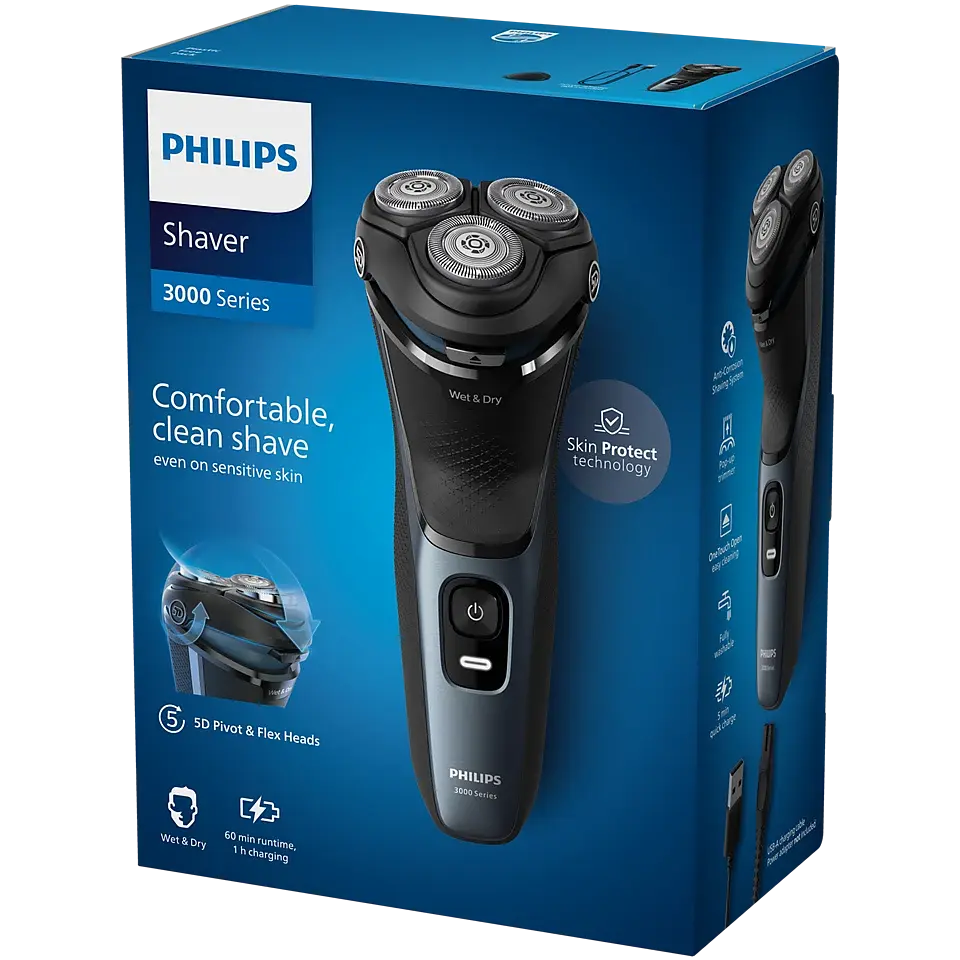 Электробритва Philips Series 3000 синяя (S3144/00) - фото 2