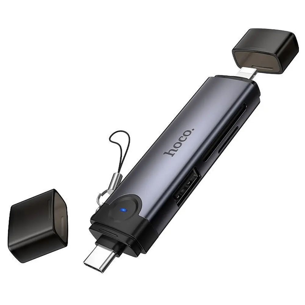 Кардрідер Hoco HB56B Victory Type-C/iP 3-in-1 card reader Black