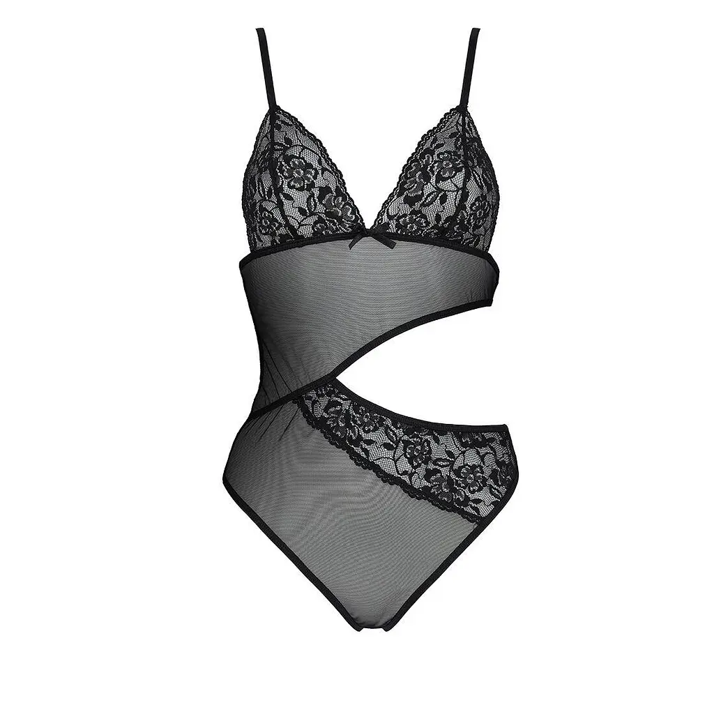 Боди с ажурным лифом Passion Christa Body black L/XL - фото 3