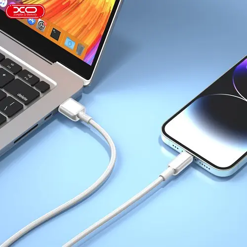 Кабель XO NB249 5A PVC Shiny Colorful Lightning Data Cable белый - фото 2