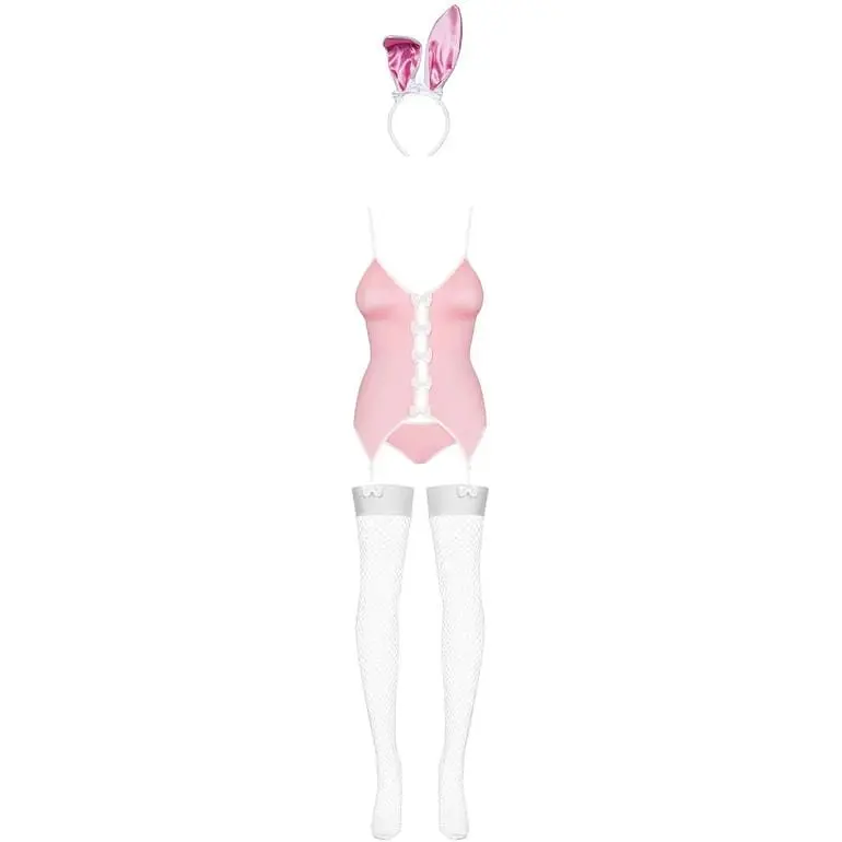 Эротический костюм зайки Obsessive Bunny suit 4 pcs costume pink L/XL - фото 5