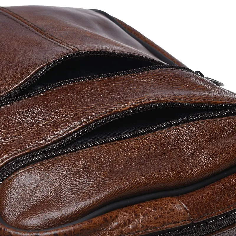 Чоловіча сумка Borsa Leather K18490 24x21x7 см Коричневий (10852) - фото 4