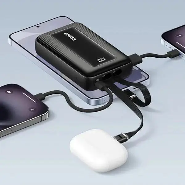 Повербанк Anker 20000 mAh 45W з 2 вбудованими кабелями швидкою зарядкою та дисплеєм Power Bank для телефону ноутбуку та роутера - фото 2