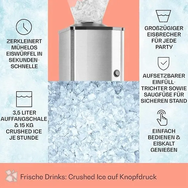 Измельчитель для льда KLARSTEIN Ice Crusher серый (10028440) - фото 7