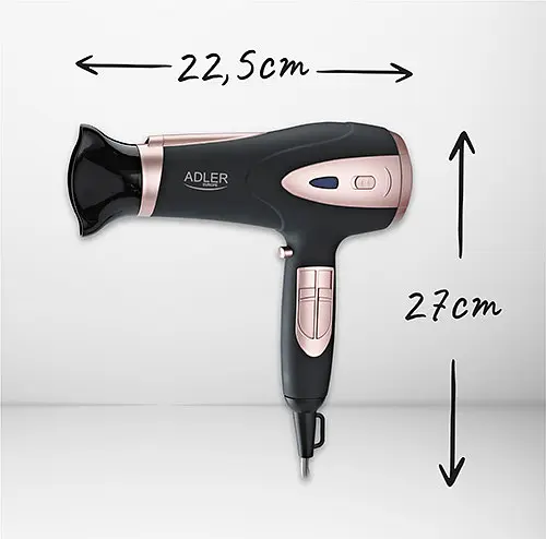 Фен с ионизацией Adler AD 2248, 2400 Вт диффузор концентратор 2 скорости компактный 1 шт. черный (33705-IS) - фото 6