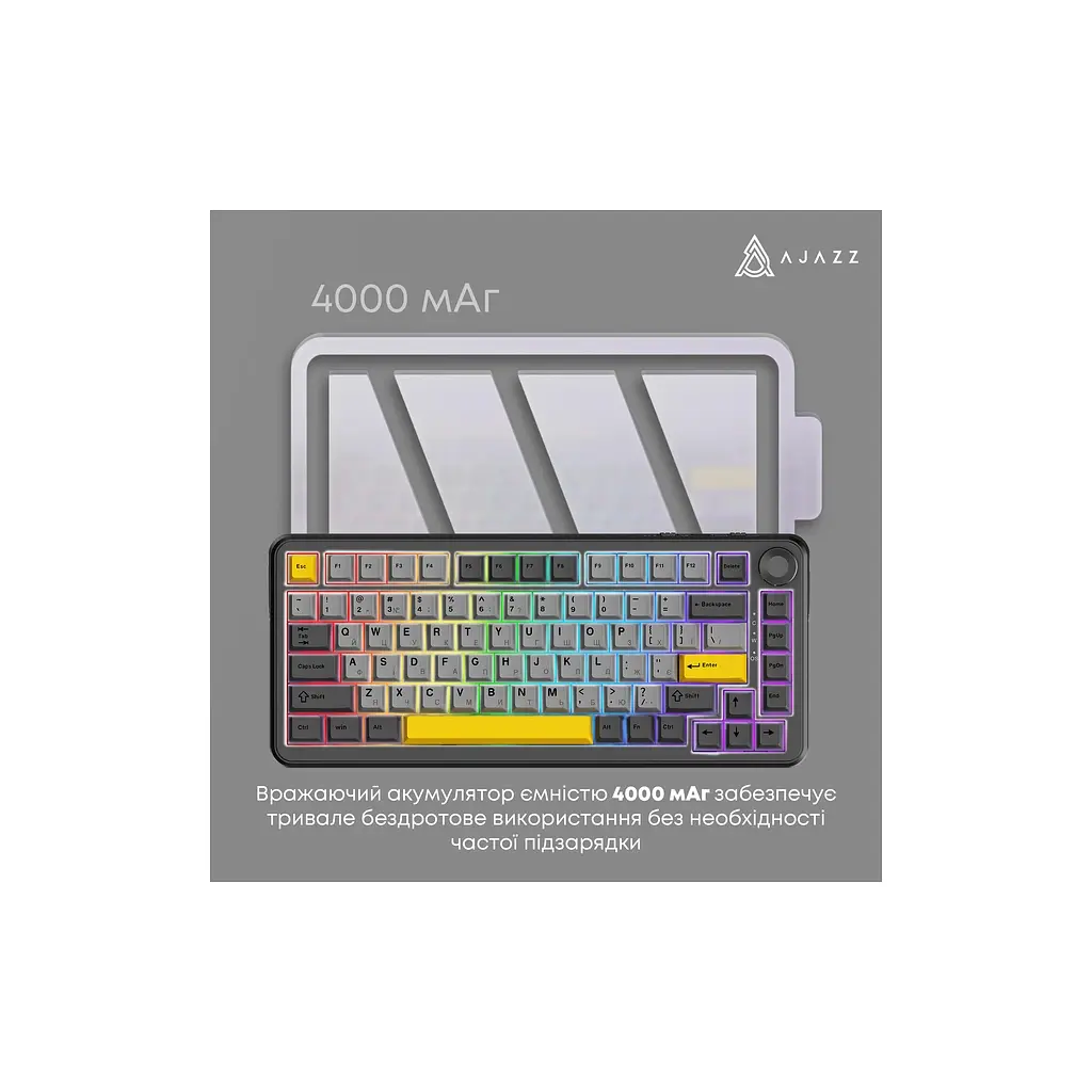 Клавіатура Ajazz AK820 MAX PLUS Daydream Switch RGB Wireless/Bluetooth/USB Black (AK820MAX-DD-BGY) - фото 4