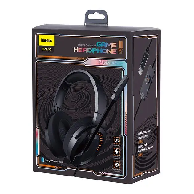 Дротові навушники Baseus Gamo Immersive Virtual 3D Game headphone (PC) D05, USB, 2m, black - фото 6