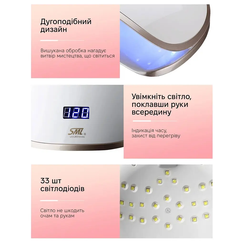 Лампа для манікюру SML S8 48Вт 33led White - фото 5