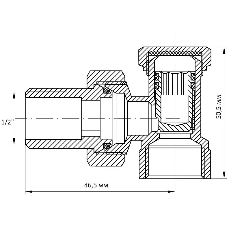 Вентиль Koer радіаторний кутовий хромований 1/2"x1/2" KR.902.CHR KR2821 - фото 2
