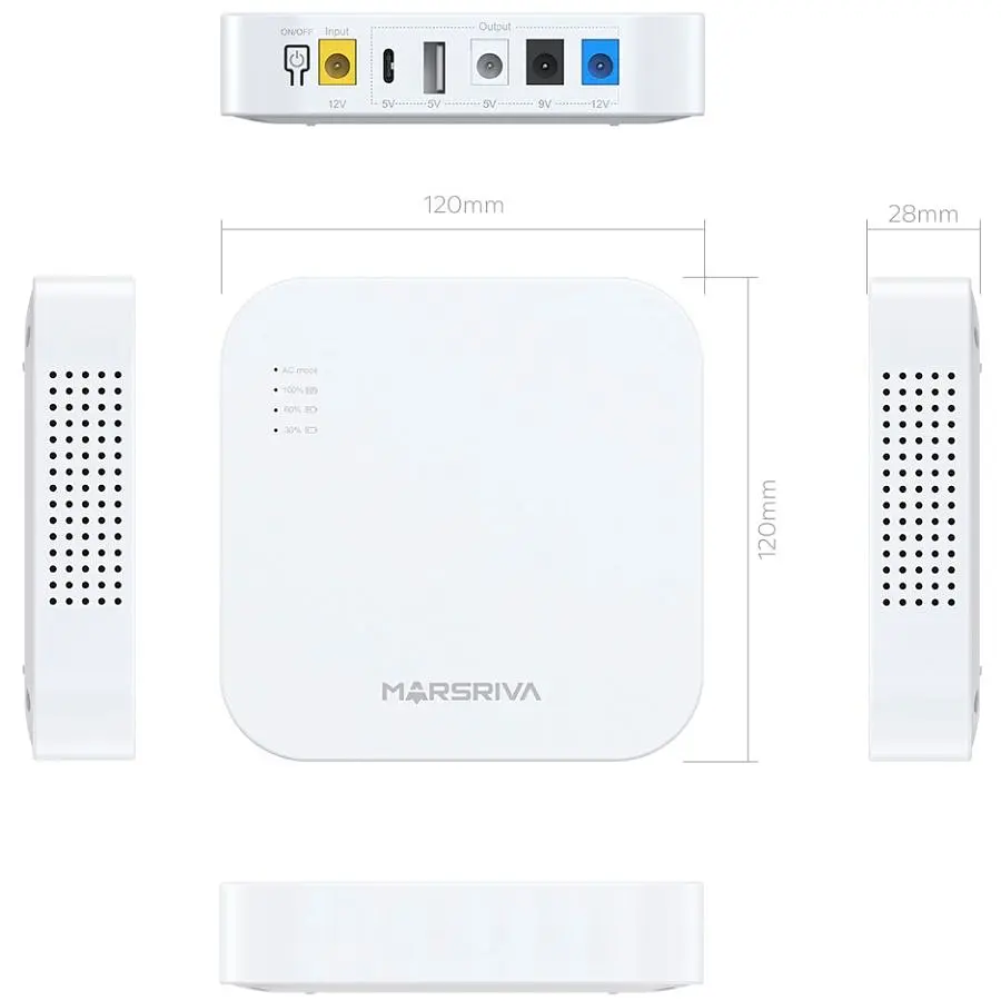 Источник бесперебойного питания MARSRIVA DC UPS для роутеров KP4 3xDC+USB+USB-C OUT 5V/9V/12V 18W 10000 mAh (36Wh) Li-Ion (KP4_MARSRIVA) - фото 5